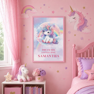 Poster Arc-en-ciel Licorne Magique Jour Anniversaire Mur