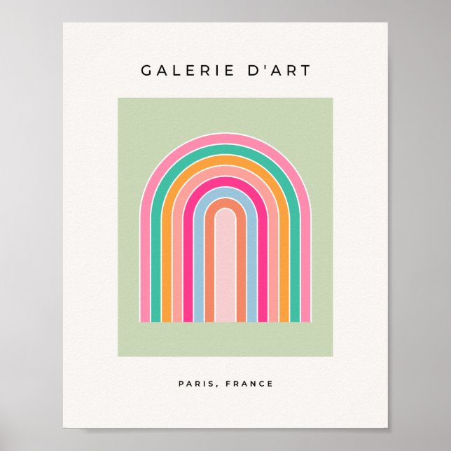 Poster Arc-en-ciel Pastel Green Retro (Devant)