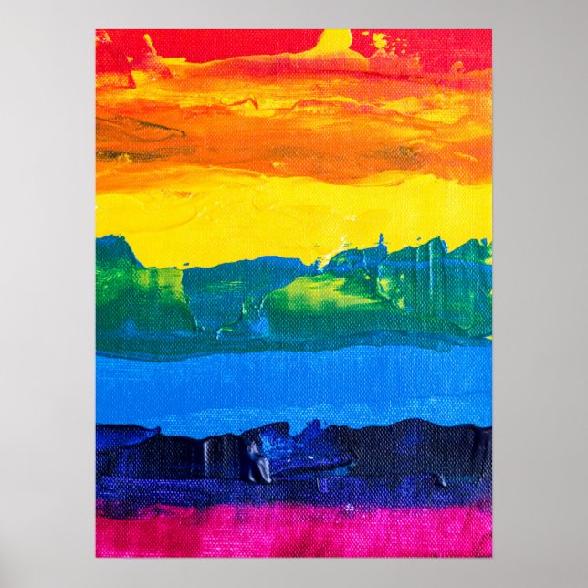 Poster Arc-en-ciel Peinture acrylique Gay Colours Fierté  (Devant)