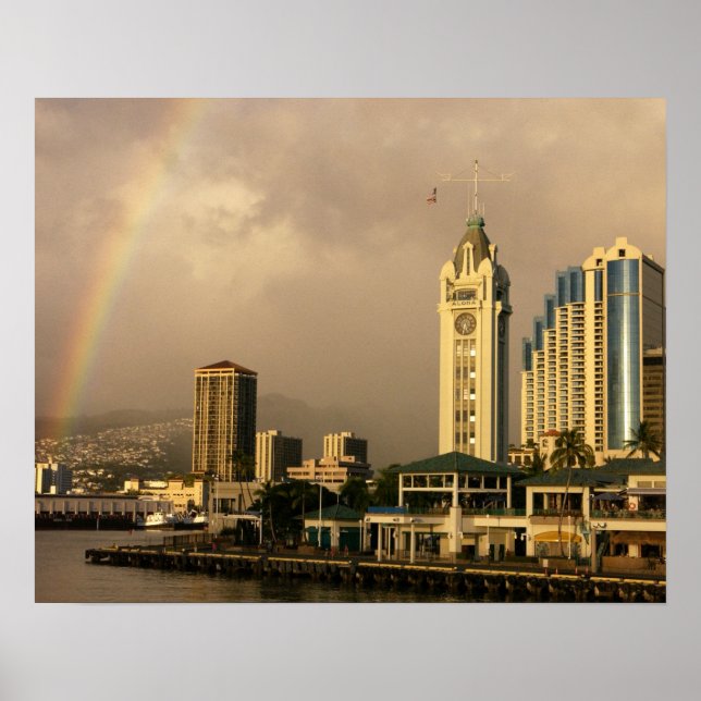 Poster Arc en ciel sur Honolulu, Hawaii, États-Unis 2 (Devant)