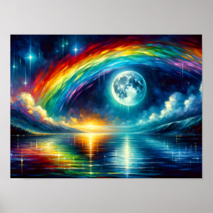 Poster Arc en ciel sur la Lune