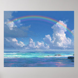 Poster Arc-en-ciel sur l'océan