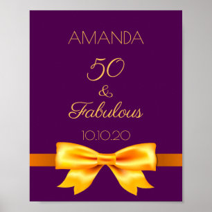 Poster Arc en or violet 50 fabuleux anniversaire