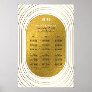 Poster Arc moderne blanc & or Mariage de siège graphique