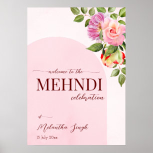 Poster Arc rose avec rose accueil personnalisé