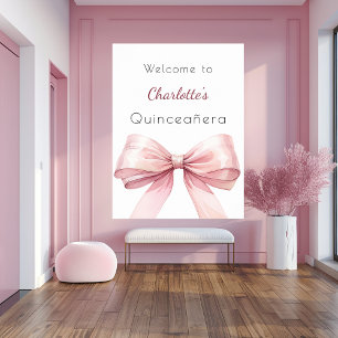 Poster Arc rose élégant Quinceanera bienvenue