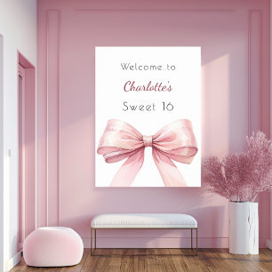 Poster Arc rose élégant Sweet 16 bienvenue