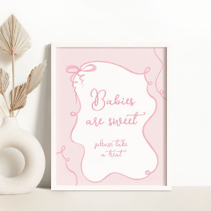 Poster Arc rose minimum Les bébés sont baby shower doux