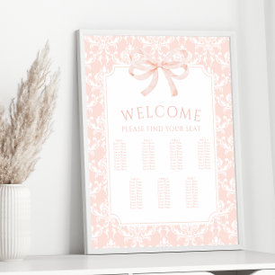 Poster Arc rose pastel damassé baby shower