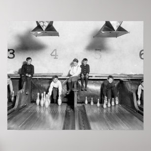 Poster Arcade Bowling Alley, 1909. Photo vintage