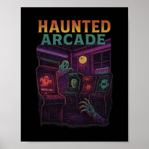 Poster Arcade hanté rétro Halloween joueur design horreur