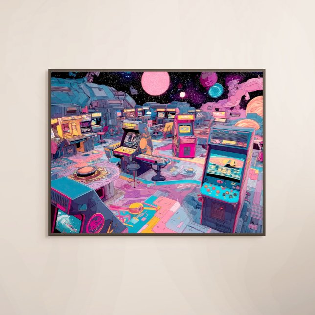 Poster Arcade Rétro Futuriste dans l'Espace (Créateur téléchargé)