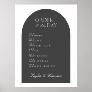 Poster Arch Order of Day Wedding Event Time Welcome Sign 