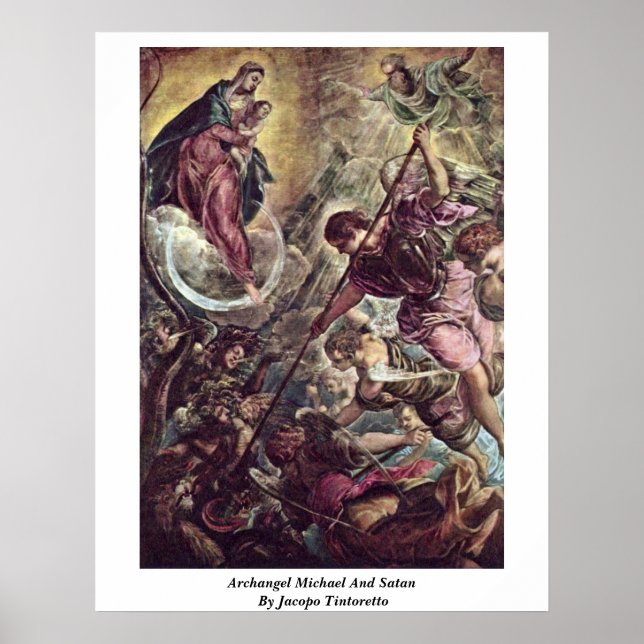 Poster Archange Michael Et Satan Par Jacopo Tintoretto (Devant)