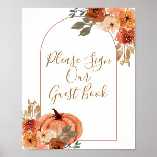 Poster Arche Boho Terracotta Citrouille Signez notre invi