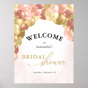 Poster Arche de Ballons Rose et Or pour Baby Shower de Ma