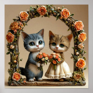 Poster Arche de mariage et chatons