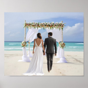 Poster Arche de mariage plage Fond personnalisé de photog