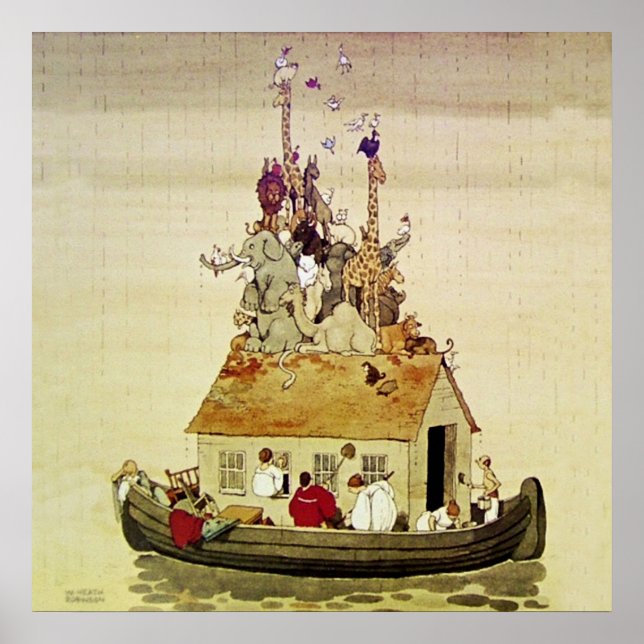 Poster "Arche de Noé" par W Heath Robinson (Devant)