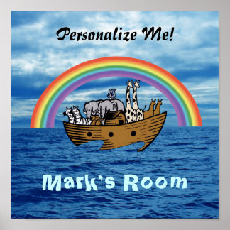 Poster Arche et arc-en-ciel de Noé