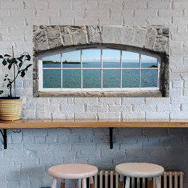 Poster Arche fausse fenêtre avec vue sur la mer scintilla