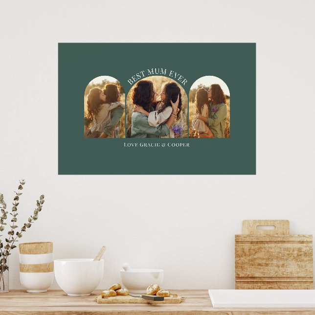 Poster Arche verte élégante multi photo meilleure maman (Cuisine)