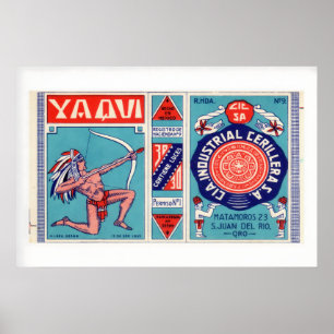 Poster Archer Amérindien Arc Flèche Ancienne Boîte d'Allu
