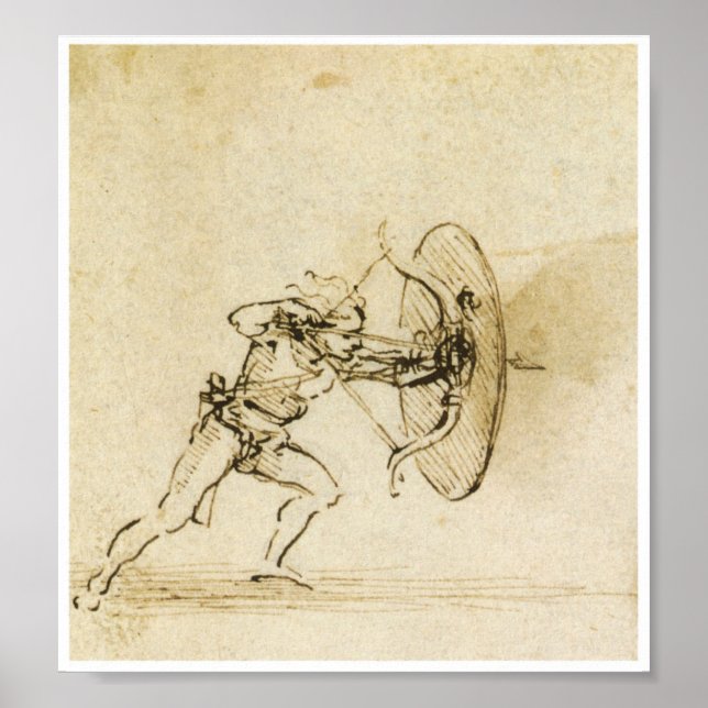 Poster Archer avec Bouclier, Léonard de Vinci (Devant)