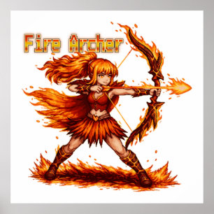 Poster Archer de Feu Pixel Art JDR Fantastique Guerrier d