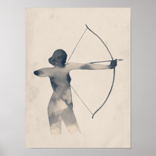 Poster Archeress Watercolor Silhouette