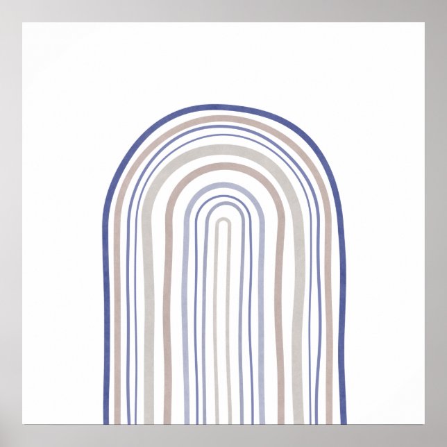 Poster Arches du milieu du siècle - Bleu et Beige (Devant)