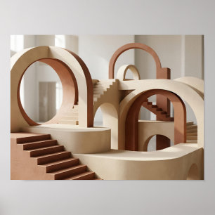 Poster Arches et Escaliers Architecturaux Chauds Mur Mode