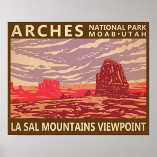 Poster Arches Parc national La Sal Mountains Point de vue