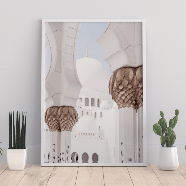 Poster Architecte de la mosquée islamique blanche et Rose (Créateur téléchargé)