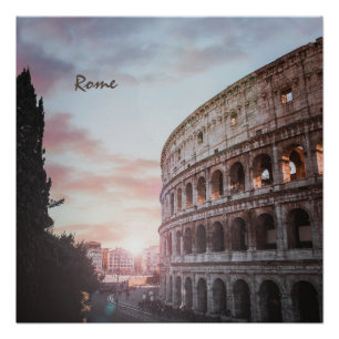 Poster Architecture antique Rome coucher de soleil ville