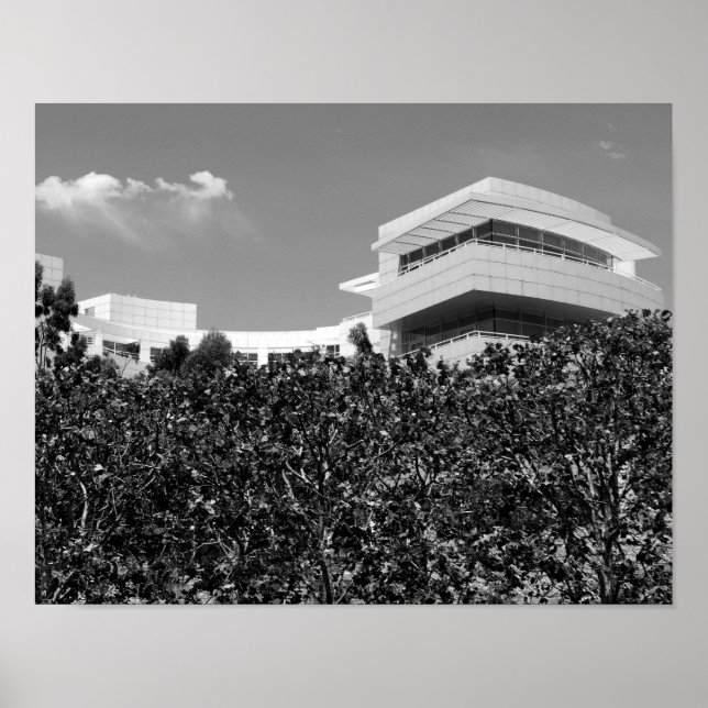Poster Architecture au Getty Center en noir et blanc (Devant)