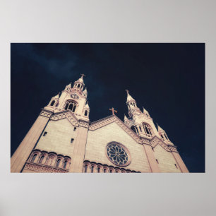 Poster Architecture d'église sur fond sombre