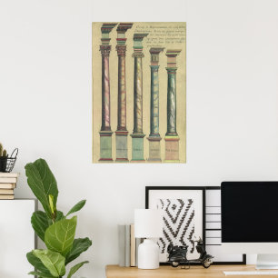 Poster Architecture vintage, les 5 Ordres Architecturaux
