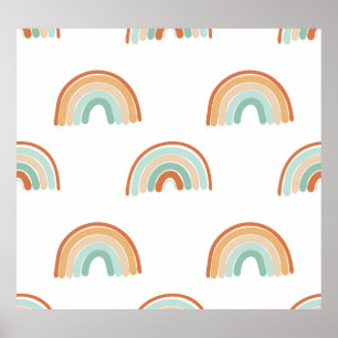 Poster Arcs-en-ciel dessinés à la main : motif pastel san