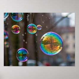 Poster Arcs-en-ciel flottants et réflexions