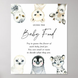 Poster Arctic Animals Baby shower Devinez The Baby Food