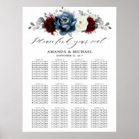 Ardoise Bleu Bourgogne Blanc Ivory Boho Carte de s