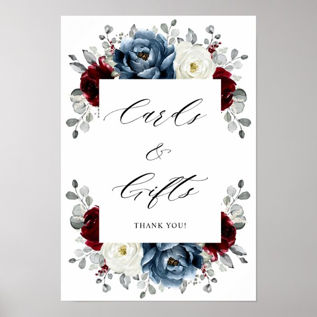 Poster Ardoise Burgundy Blanc Ivory Boho Cartes & Cadeaux (Devant)