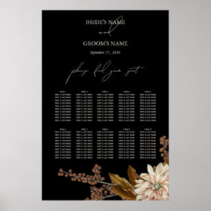 Poster Ardoise Florale Noire de l'automne