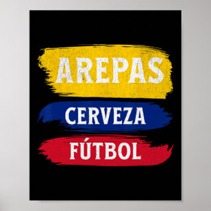 Poster Arepas Bière Football Drapeau Équateur Football Bi