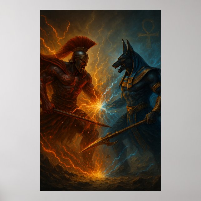 Poster Ares vs Anubis — Ancient Gods Duel (Devant)