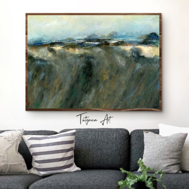 Poster Arêtes de falaises modernes Peinture paysage Abstr (Modern Cliff Edges Abstract Landscape Print mock up. Frame is illustration only and excluded.)