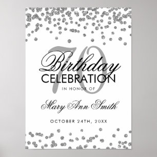Poster Argent 70e anniversaire Parties scintillant Confet