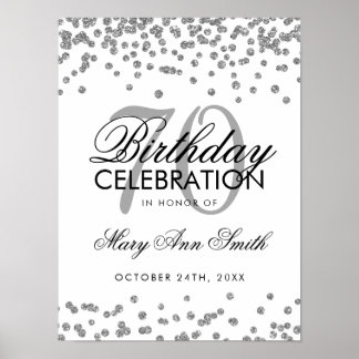 Poster Argent 70e anniversaire Parties scintillant Confet
