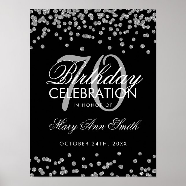 Poster Argent 70e anniversaire Parties scintillant Confet (Devant)